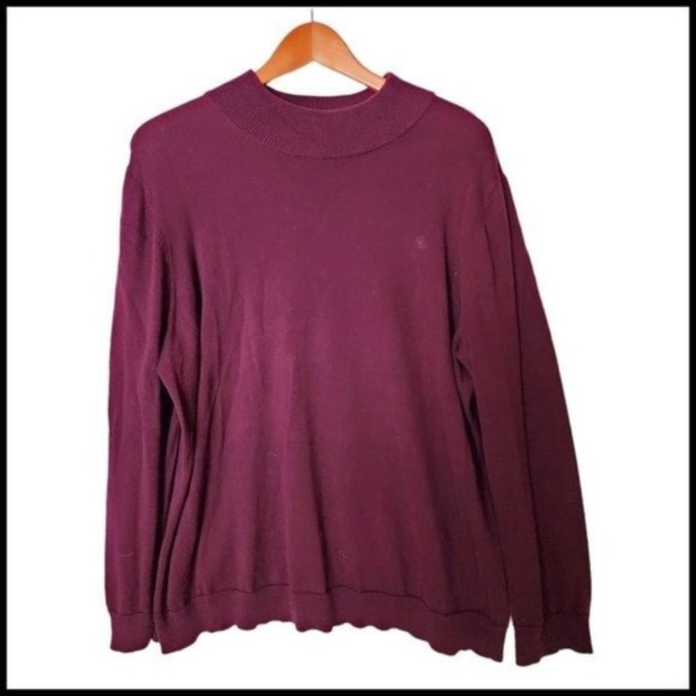 Ralph Lauren Burgundy 100% Cotton Sweater High Neck Plus size‎ 3X